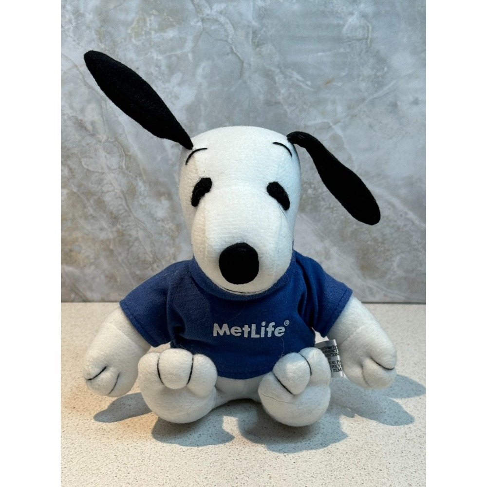 Snoopy Plush MetLife Blue Shirt Peanuts Stuffed Animal 8" United Feature Syndica